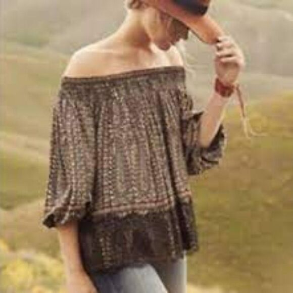 ANTHROPOLOGIE VANESSA VIRGINIA AUGUSTA OFF SHOULDER SWINGY LACE TOP SIZE XSP - Picture 1 of 10